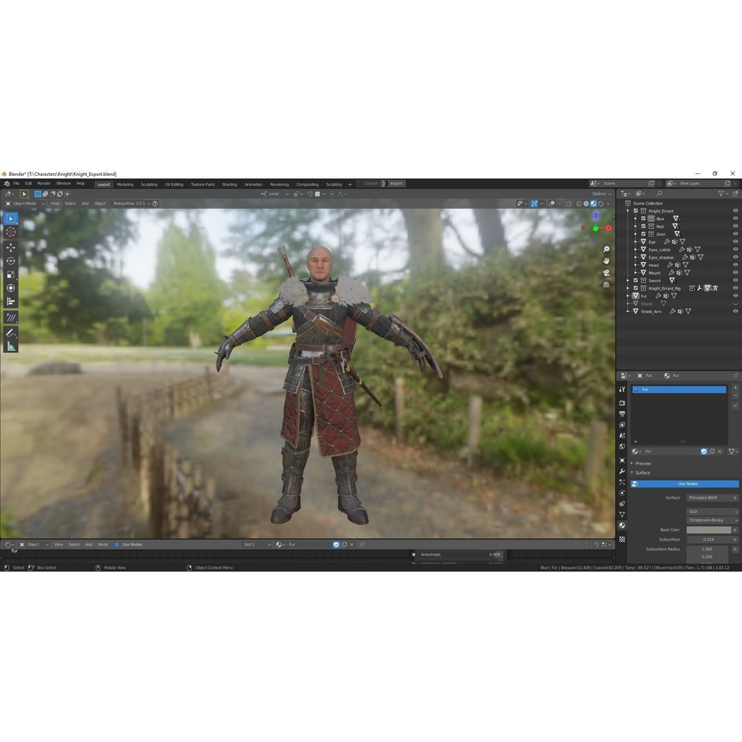 Knight Errant 3D Model – Low Poly Rigged Character, FBX, PBR - View 35