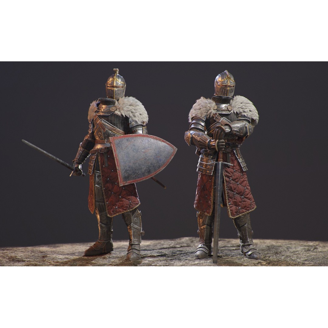 Knight Errant 3D Model – Low Poly Rigged Character, FBX, PBR - View 4