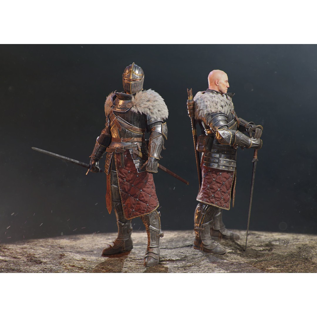 Knight Errant 3D Model – Low Poly Rigged Character, FBX, PBR - View 5