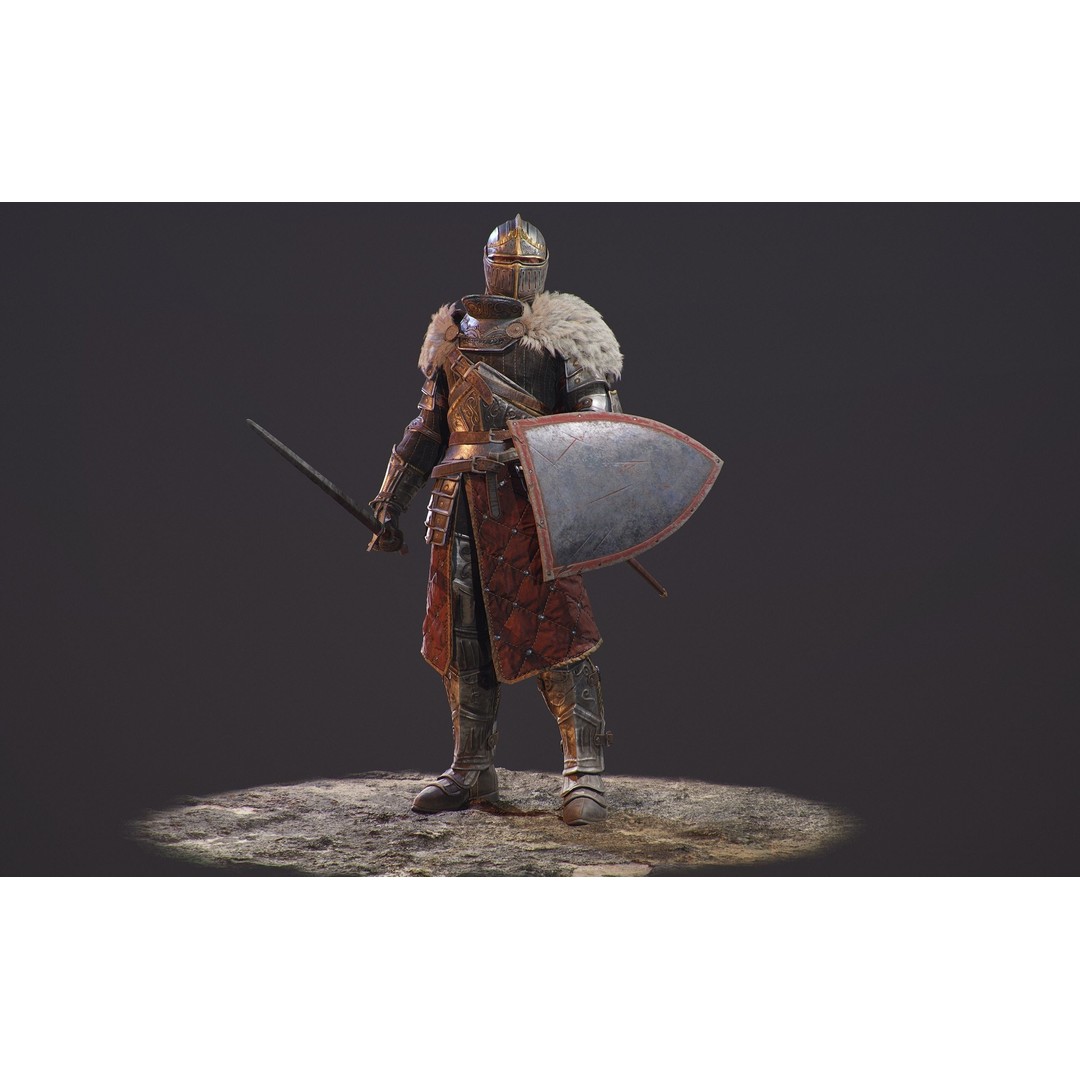 Knight Errant 3D Model – Low Poly Rigged Character, FBX, PBR - View 6