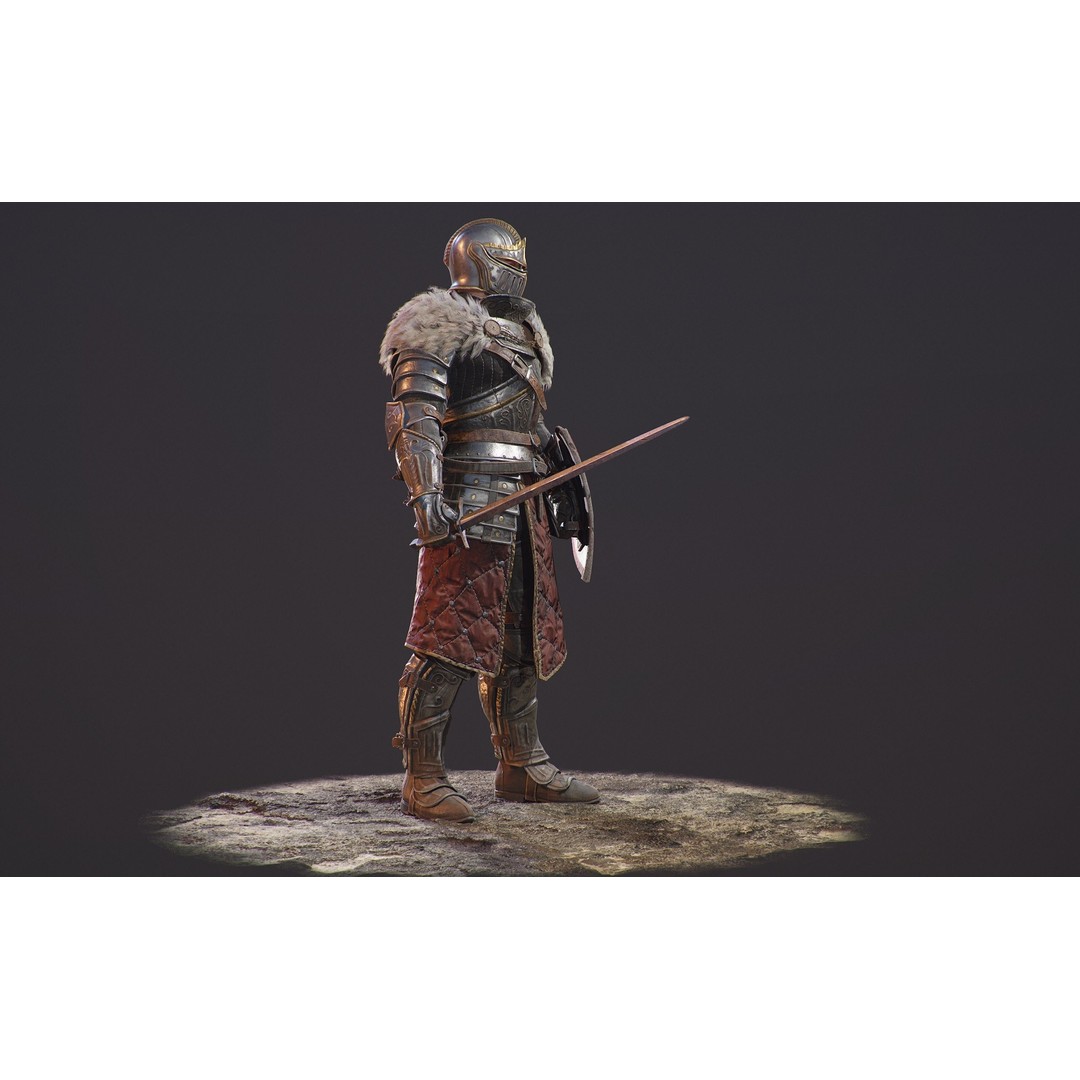 Knight Errant 3D Model – Low Poly Rigged Character, FBX, PBR - View 7