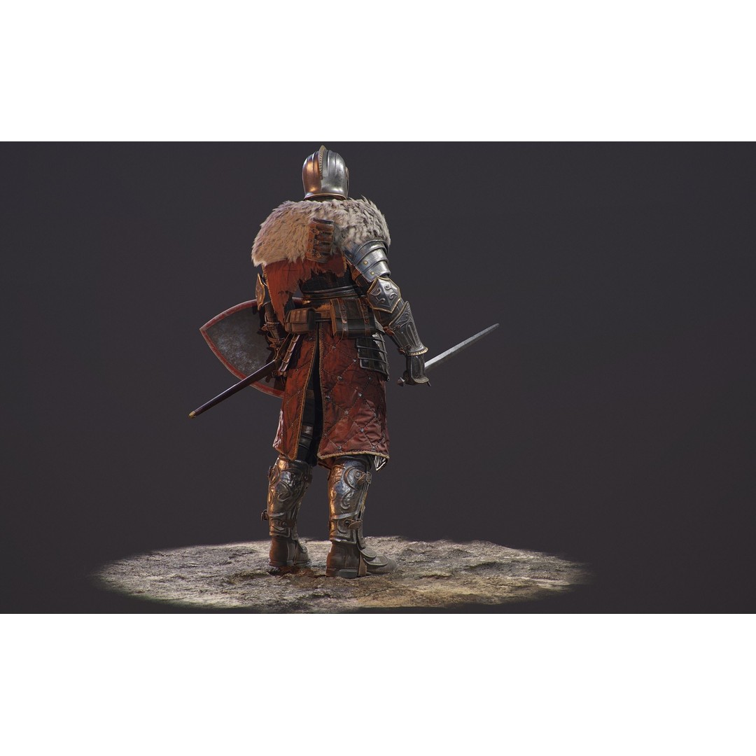 Knight Errant 3D Model – Low Poly Rigged Character, FBX, PBR - View 8