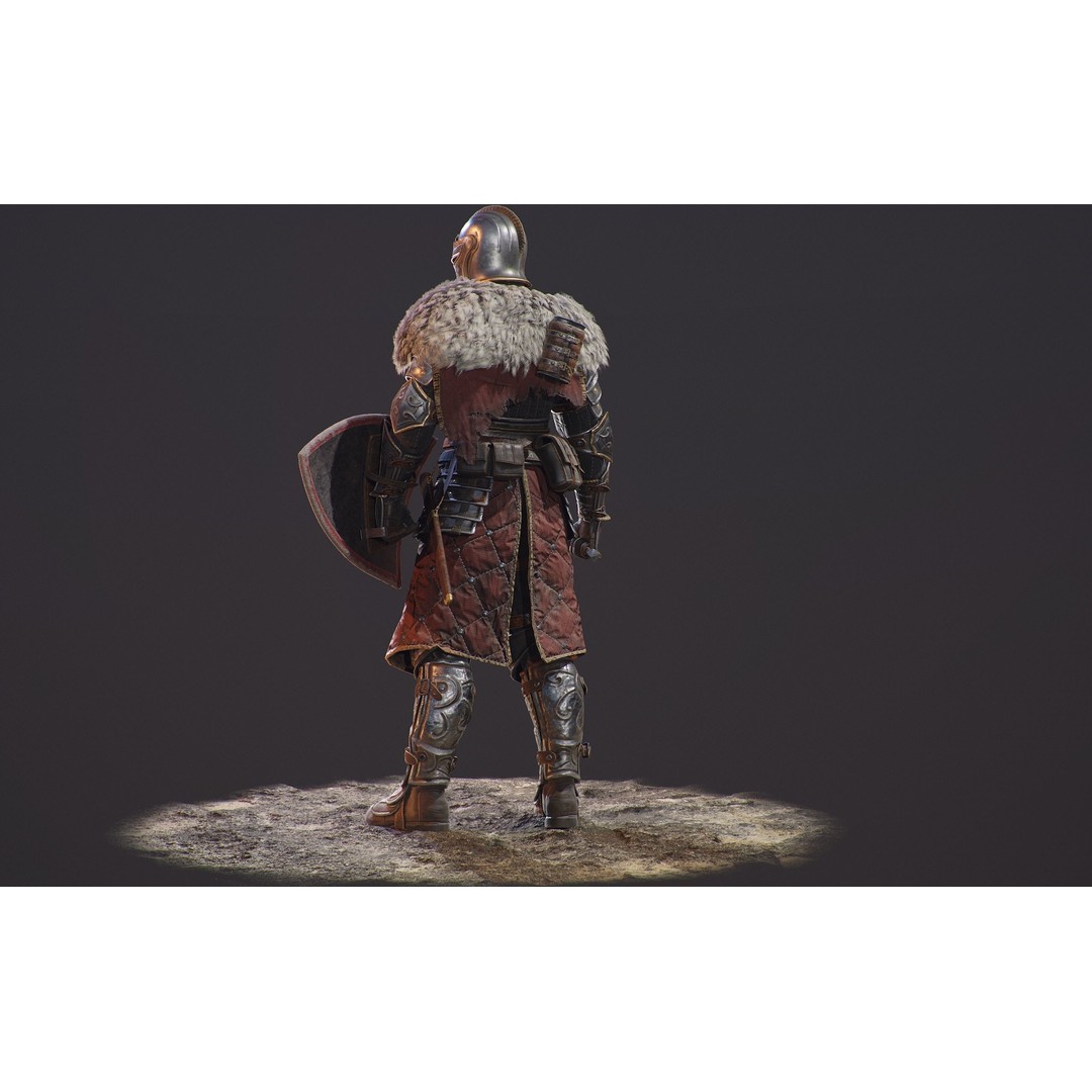 Knight Errant 3D Model – Low Poly Rigged Character, FBX, PBR - View 9