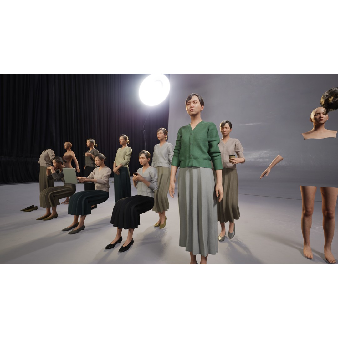 Asian Business Woman 3D Model – Low Poly Rigged Character for ArchViz - View 6