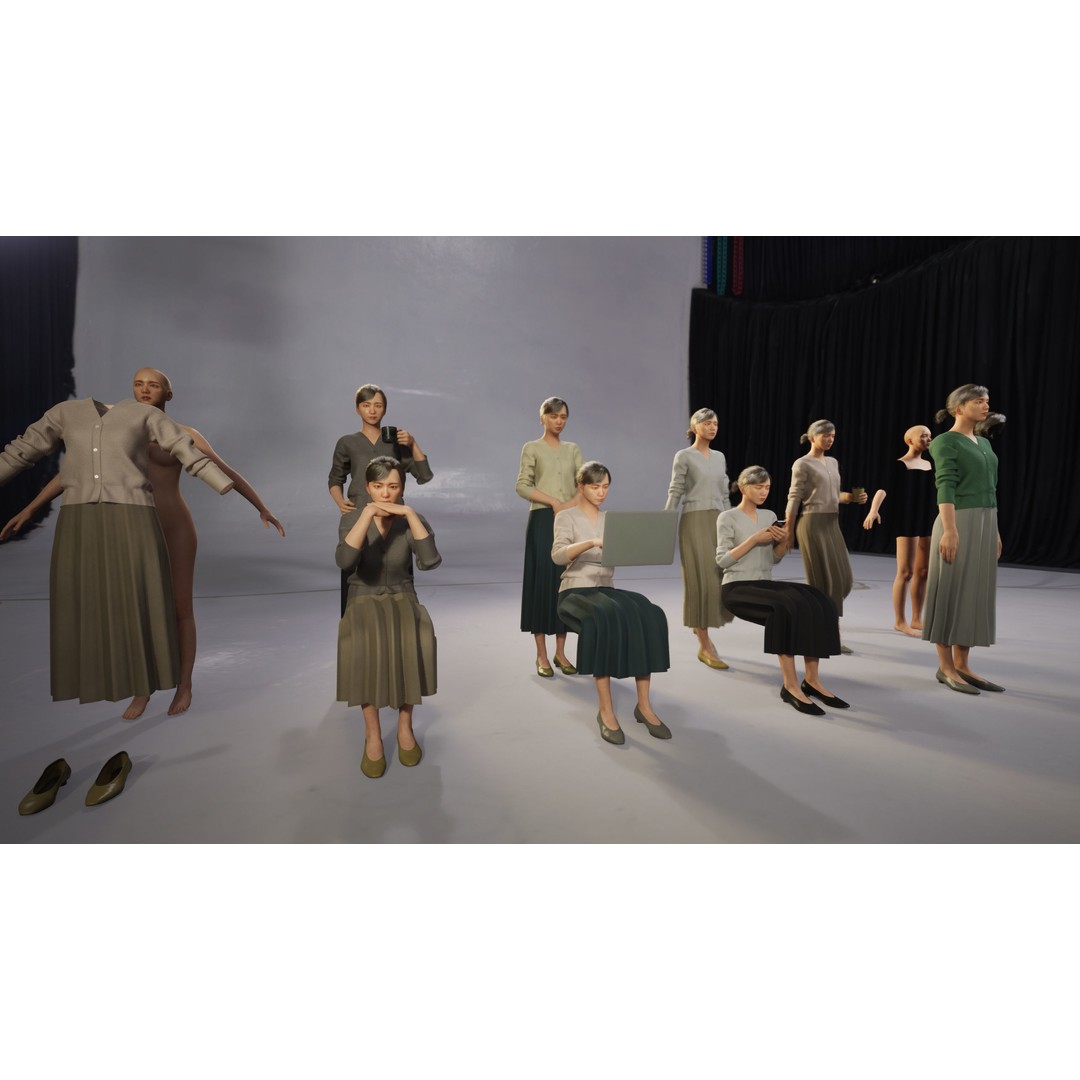 Asian Business Woman 3D Model – Low Poly Rigged Character for ArchViz - View 9