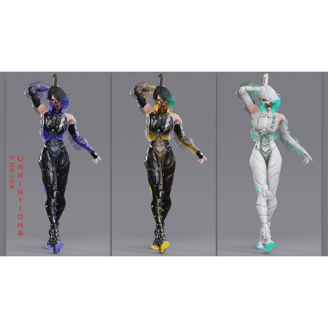 Andromeda 3D Model – Low-Poly Sci-Fi Character with Rigging and PBR Textures - View 13