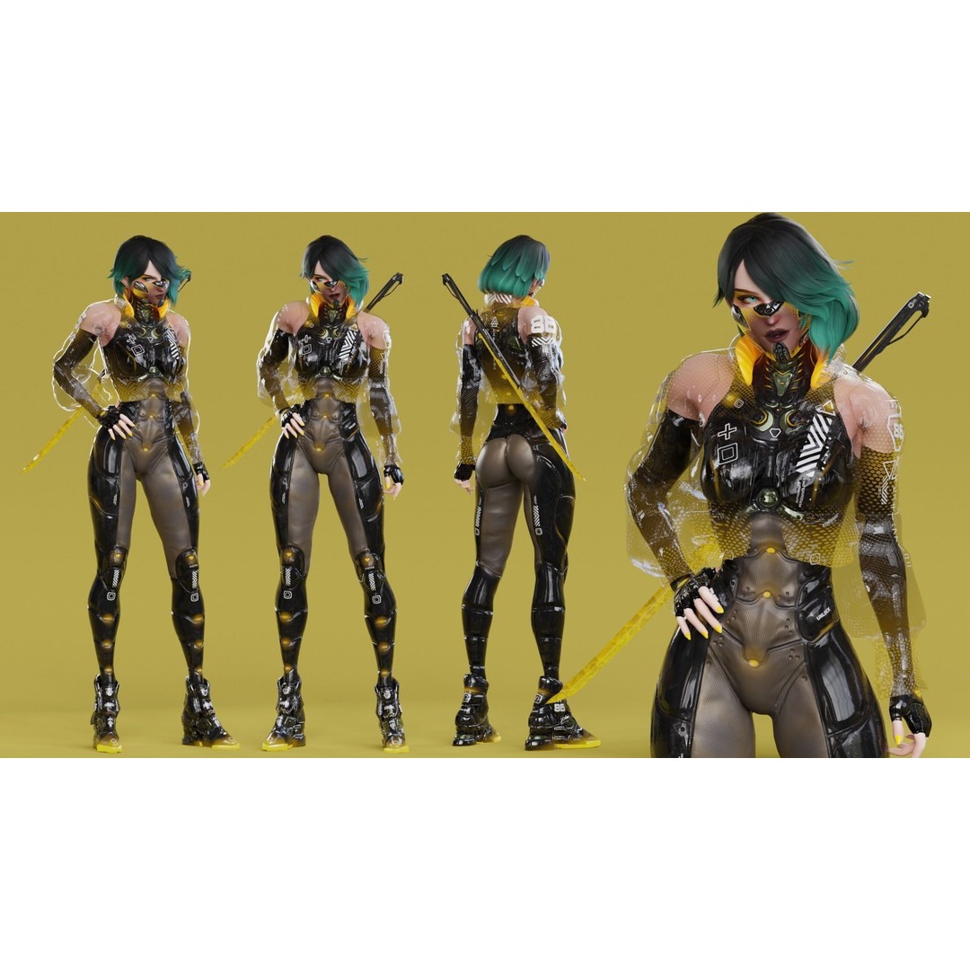 Andromeda 3D Model – Low-Poly Sci-Fi Character with Rigging and PBR Textures - View 15