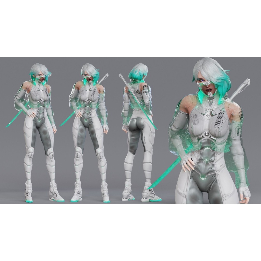 Andromeda 3D Model – Low-Poly Sci-Fi Character with Rigging and PBR Textures - View 16