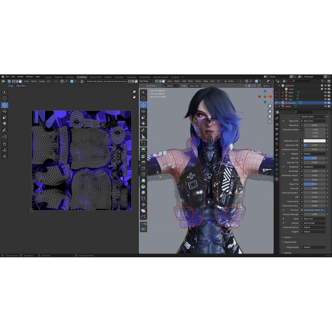 Andromeda 3D Model – Low-Poly Sci-Fi Character with Rigging and PBR Textures - View 26