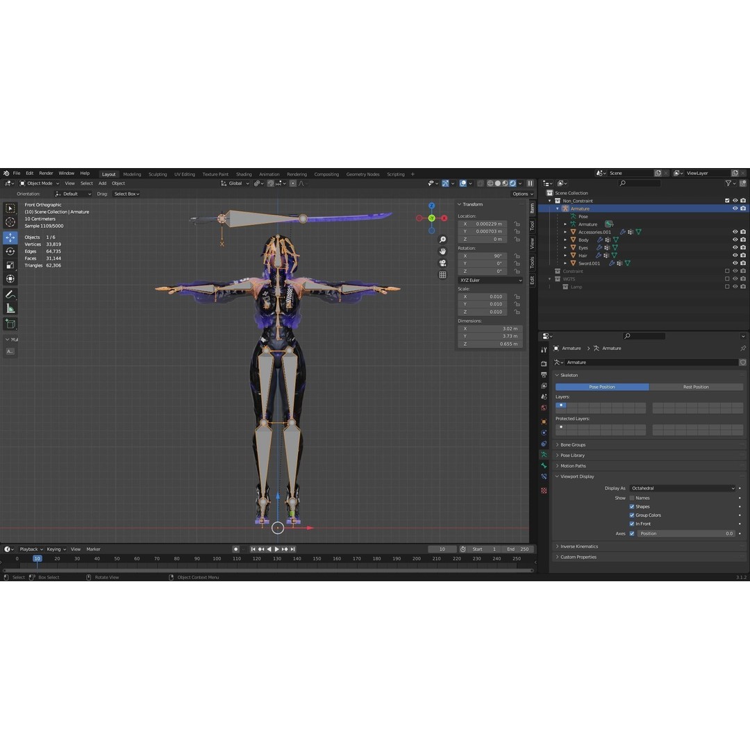 Andromeda 3D Model – Low-Poly Sci-Fi Character with Rigging and PBR Textures - View 28