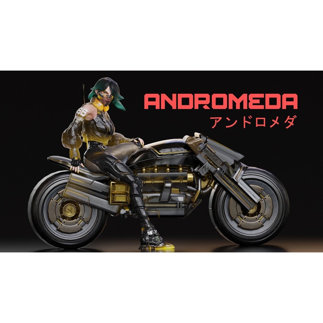 Andromeda 3D Model – Low-Poly Sci-Fi Character with Rigging and PBR Textures - View 4