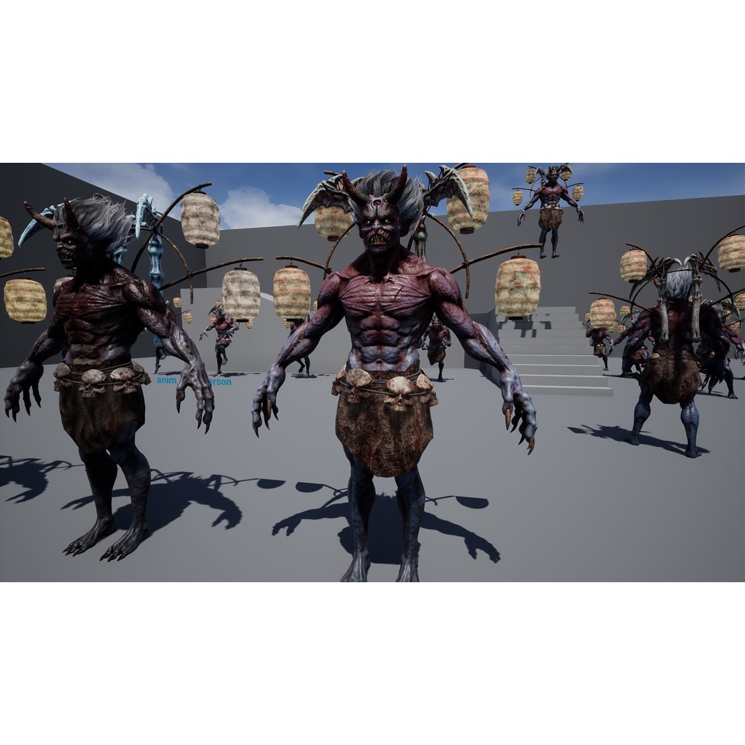 God Demon 3D Model – Low Poly Fantasy Character, Rigged & Animated