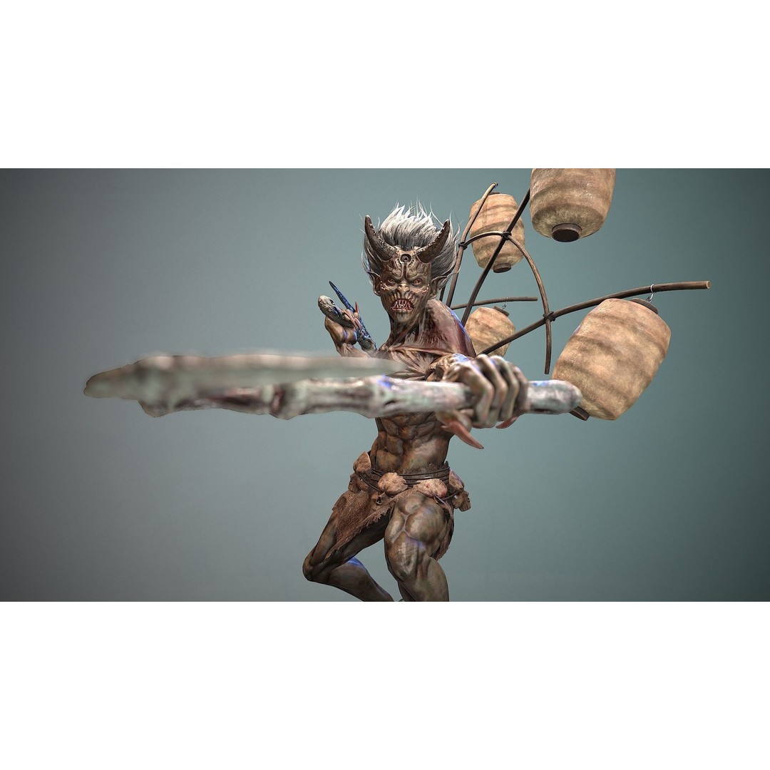God Demon 3D Model – Low Poly Fantasy Character, Rigged & Animated - View 14