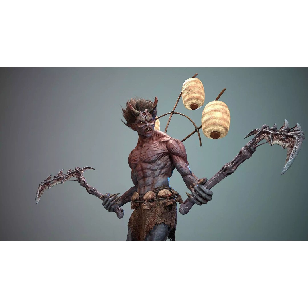 God Demon 3D Model – Low Poly Fantasy Character, Rigged & Animated - View 2