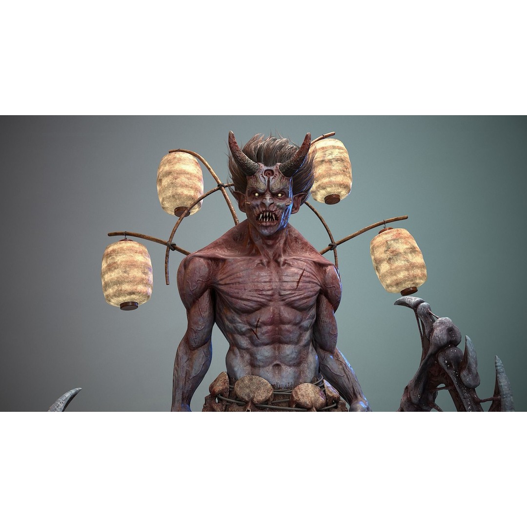God Demon 3D Model – Low Poly Fantasy Character, Rigged & Animated - View 3