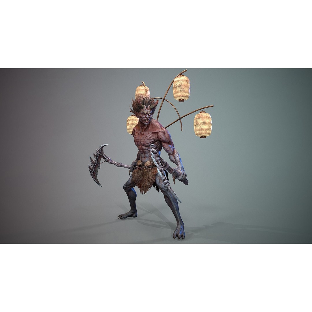 God Demon 3D Model – Low Poly Fantasy Character, Rigged & Animated - View 4