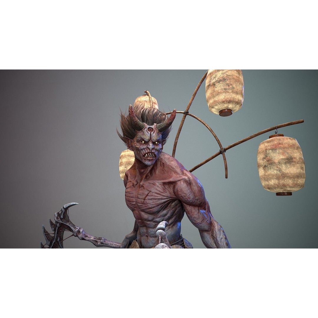 God Demon 3D Model – Low Poly Fantasy Character, Rigged & Animated - View 5