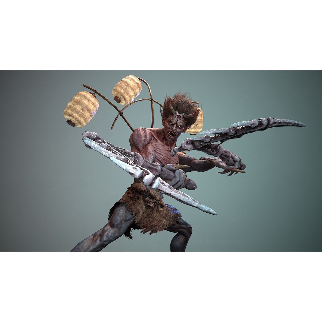 God Demon 3D Model – Low Poly Fantasy Character, Rigged & Animated - View 6