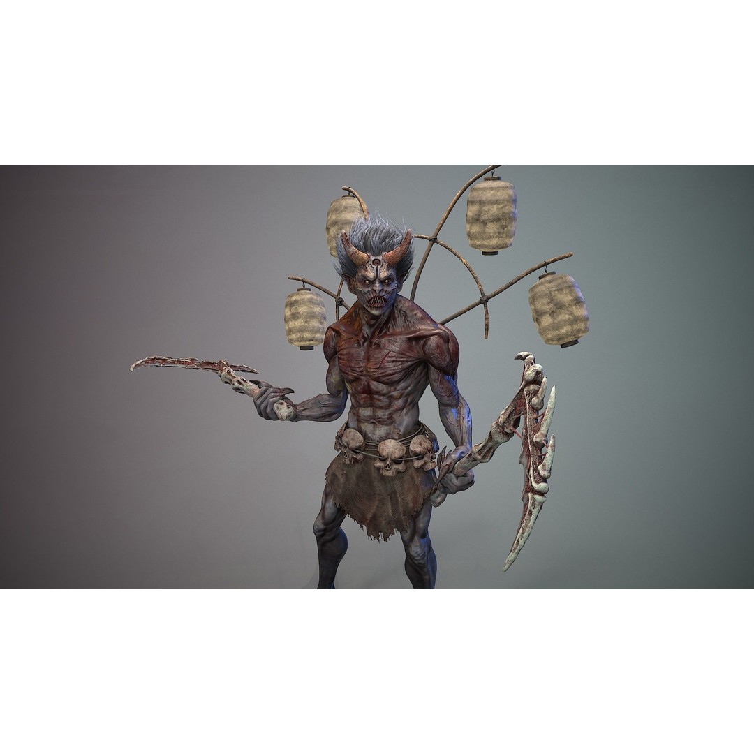 God Demon 3D Model – Low Poly Fantasy Character, Rigged & Animated - View 7