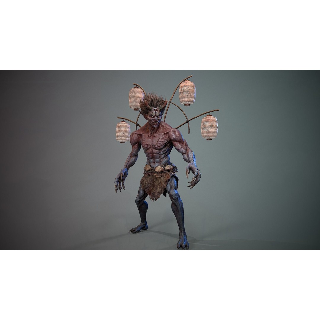 God Demon 3D Model – Low Poly Fantasy Character, Rigged & Animated - View 8