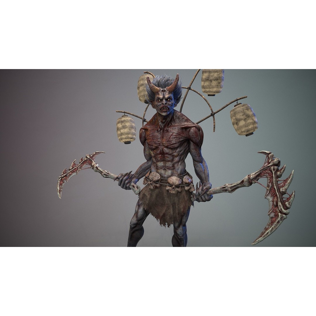 God Demon 3D Model – Low Poly Fantasy Character, Rigged & Animated - View 9