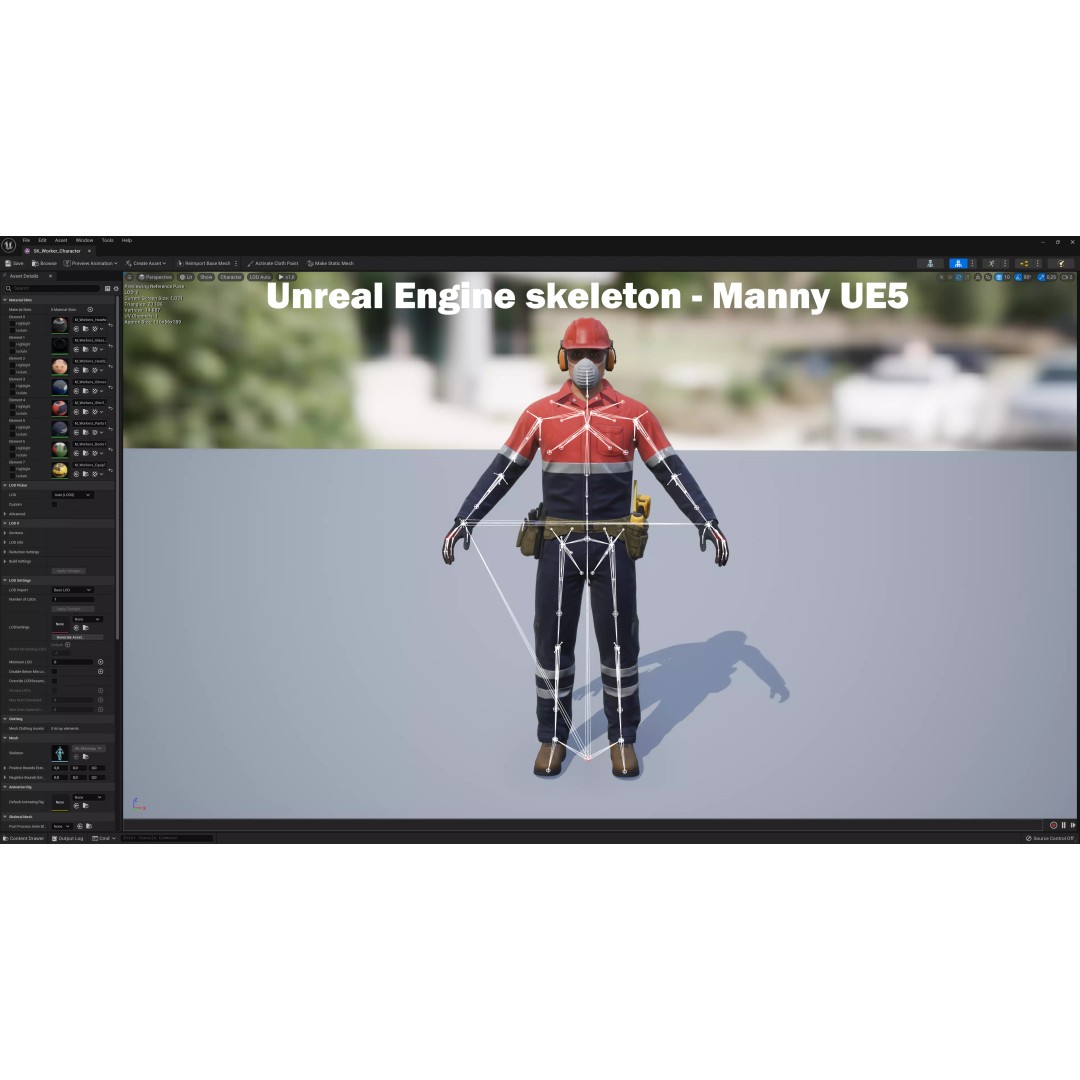 Modular Worker Character 3D Model – Low Poly Game Asset, Rigged, PBR - View 11
