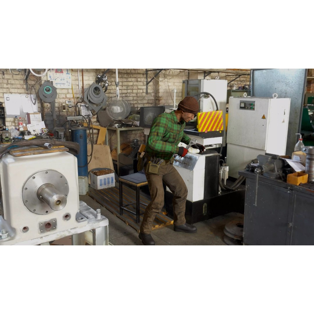 Modular Worker Character 3D Model – Low Poly Game Asset, Rigged, PBR - View 18