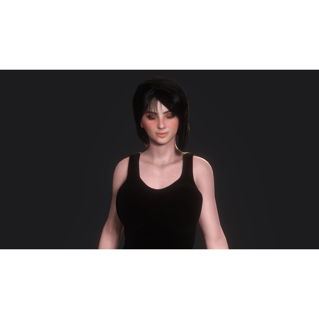 Josie 3D Model – Realistic Low Poly Female Character, Rigged, PBR - View 10