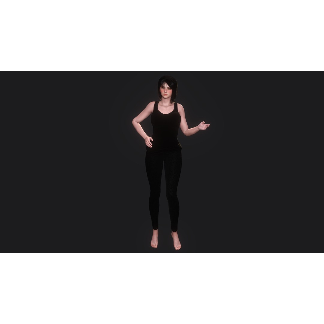 Josie 3D Model – Realistic Low Poly Female Character, Rigged, PBR - View 14
