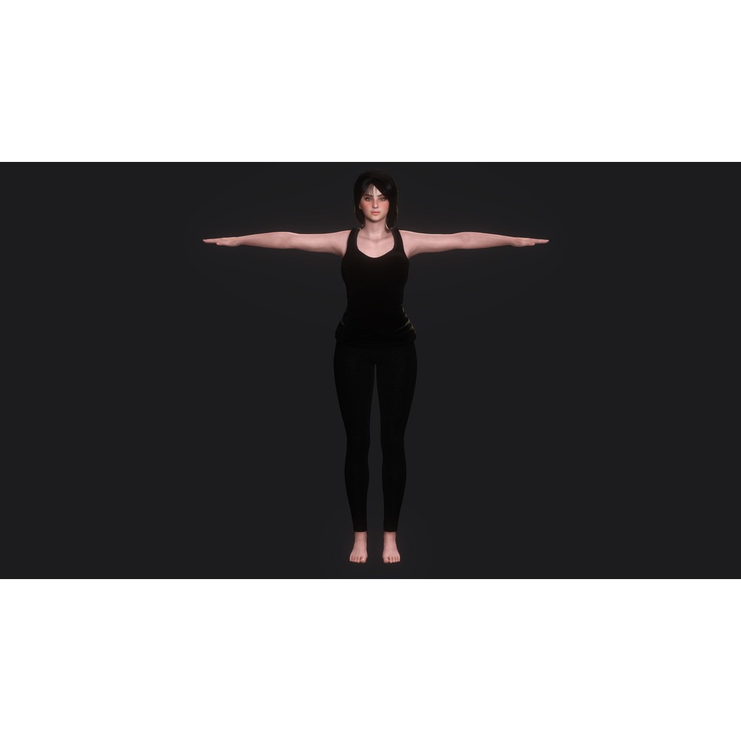 Josie 3D Model – Realistic Low Poly Female Character, Rigged, PBR - View 16