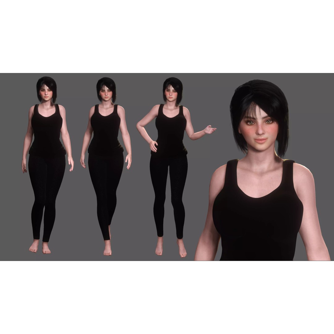 Josie 3D Model – Realistic Low Poly Female Character, Rigged, PBR - View 2