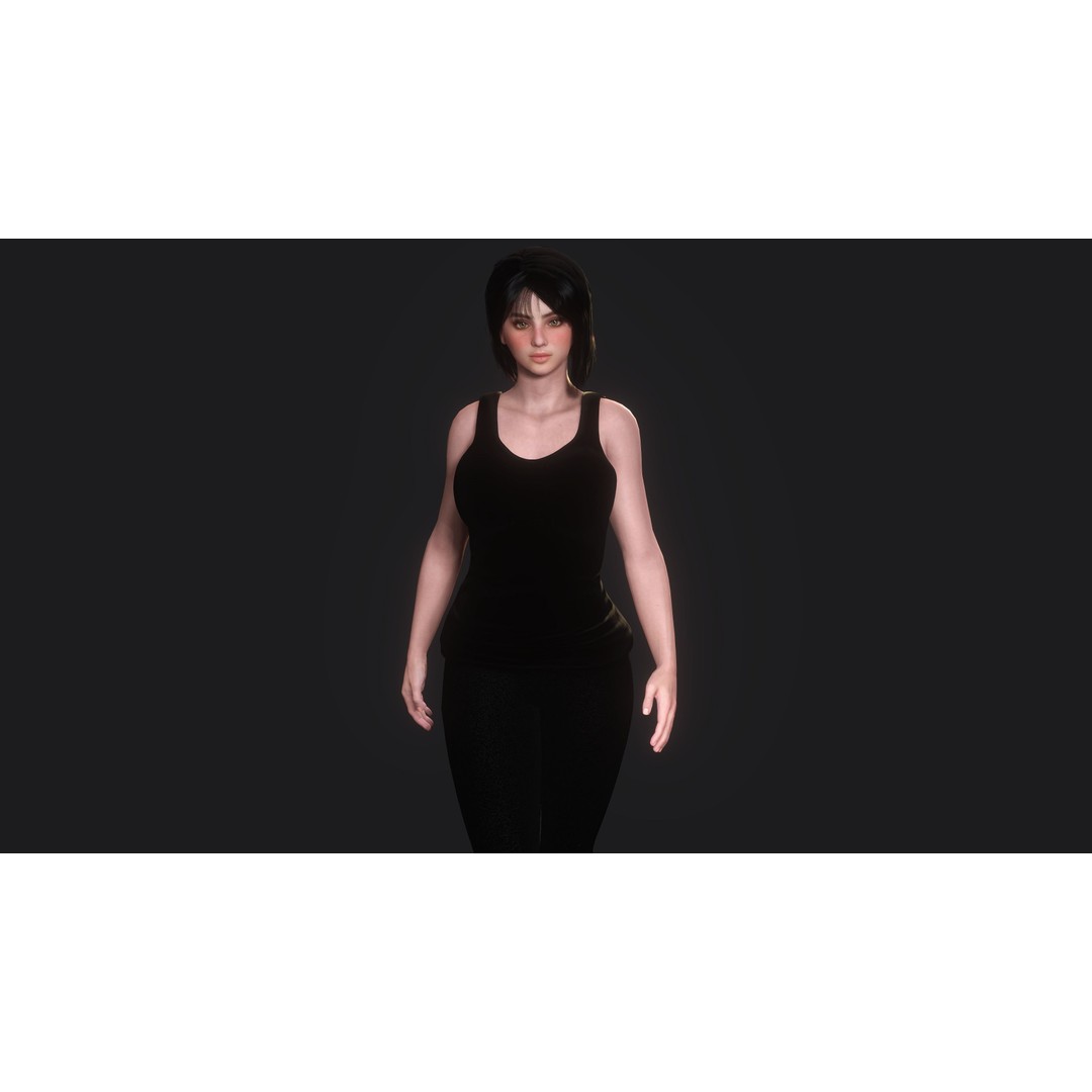Josie 3D Model – Realistic Low Poly Female Character, Rigged, PBR - View 4