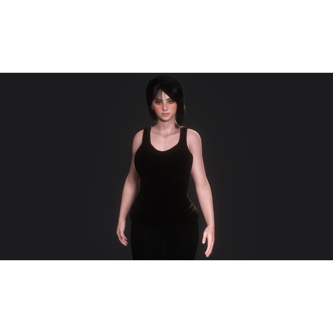 Josie 3D Model – Realistic Low Poly Female Character, Rigged, PBR - View 5