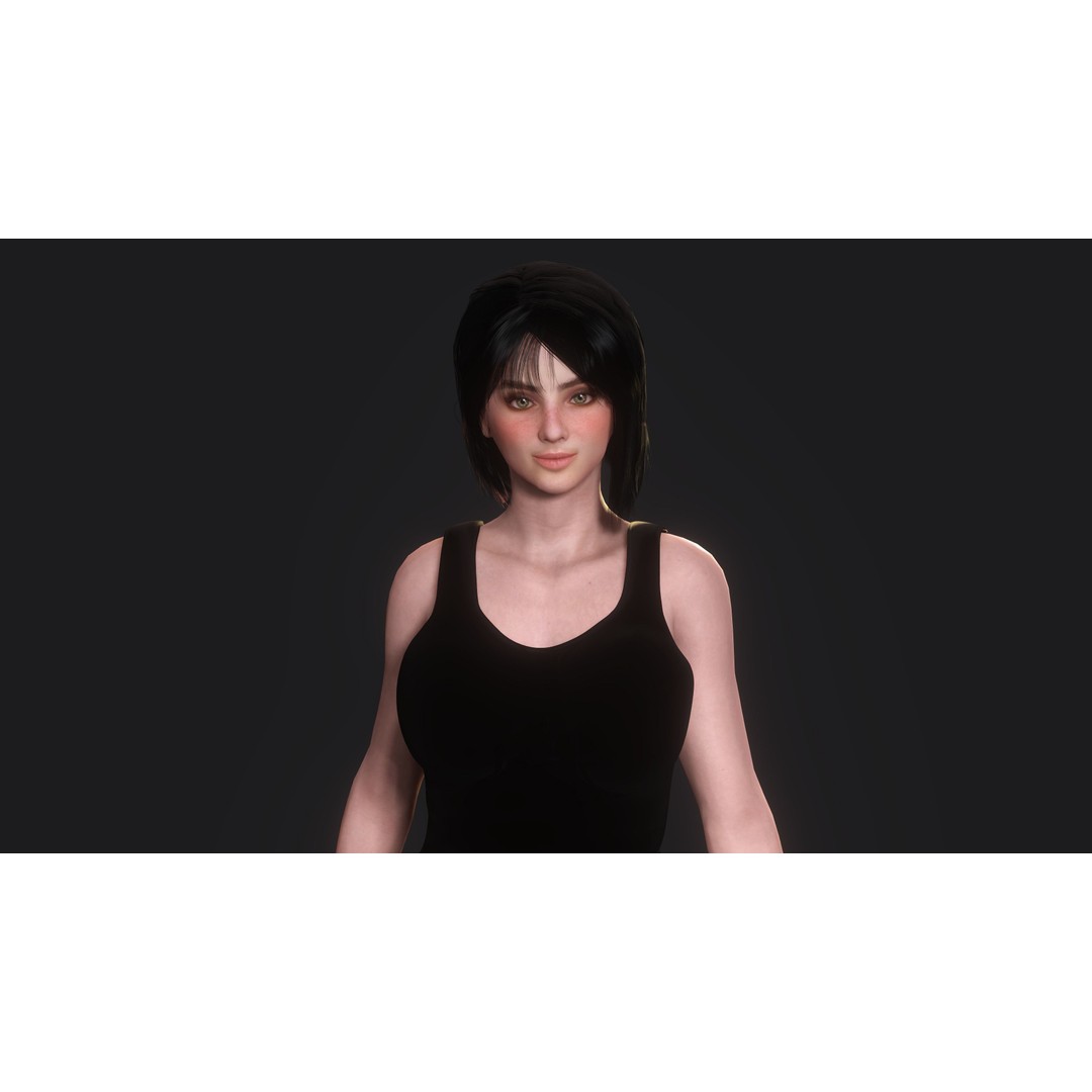 Josie 3D Model – Realistic Low Poly Female Character, Rigged, PBR - View 9