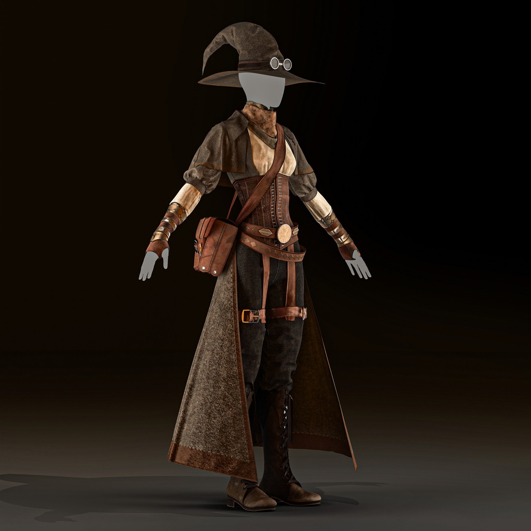 Fantasy Alchemist Wizard Outfit 3D Model – High Poly PBR Game Asset