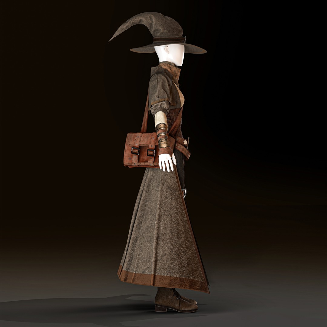 Fantasy Alchemist Wizard Outfit 3D Model – High Poly PBR Game Asset - View 4