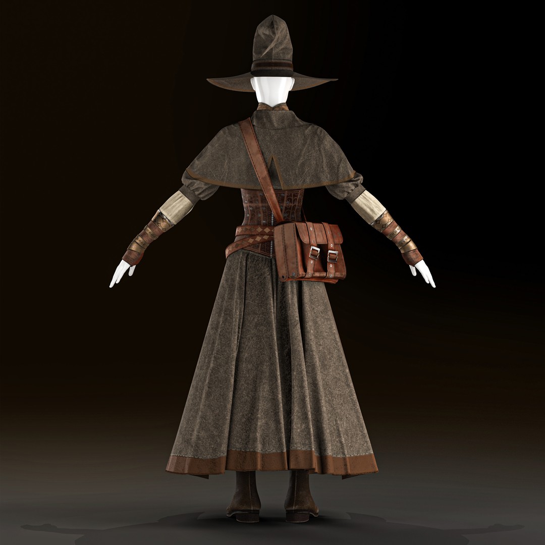 Fantasy Alchemist Wizard Outfit 3D Model – High Poly PBR Game Asset - View 5