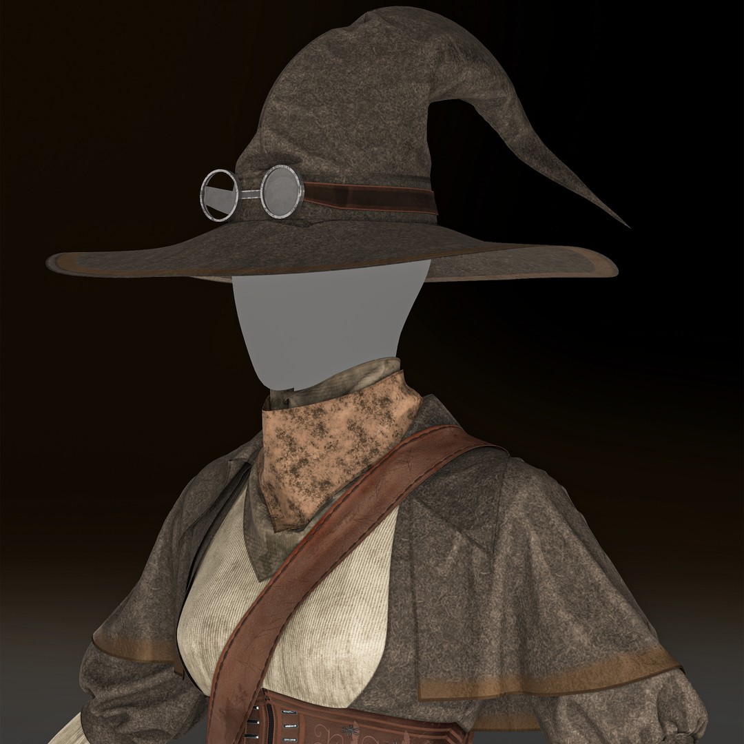 Fantasy Alchemist Wizard Outfit 3D Model – High Poly PBR Game Asset - View 6