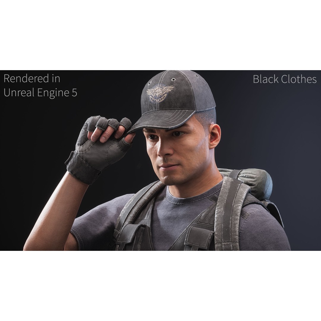Survival Character 3D Model – Low Poly Rigged Game Asset, FBX - View 15
