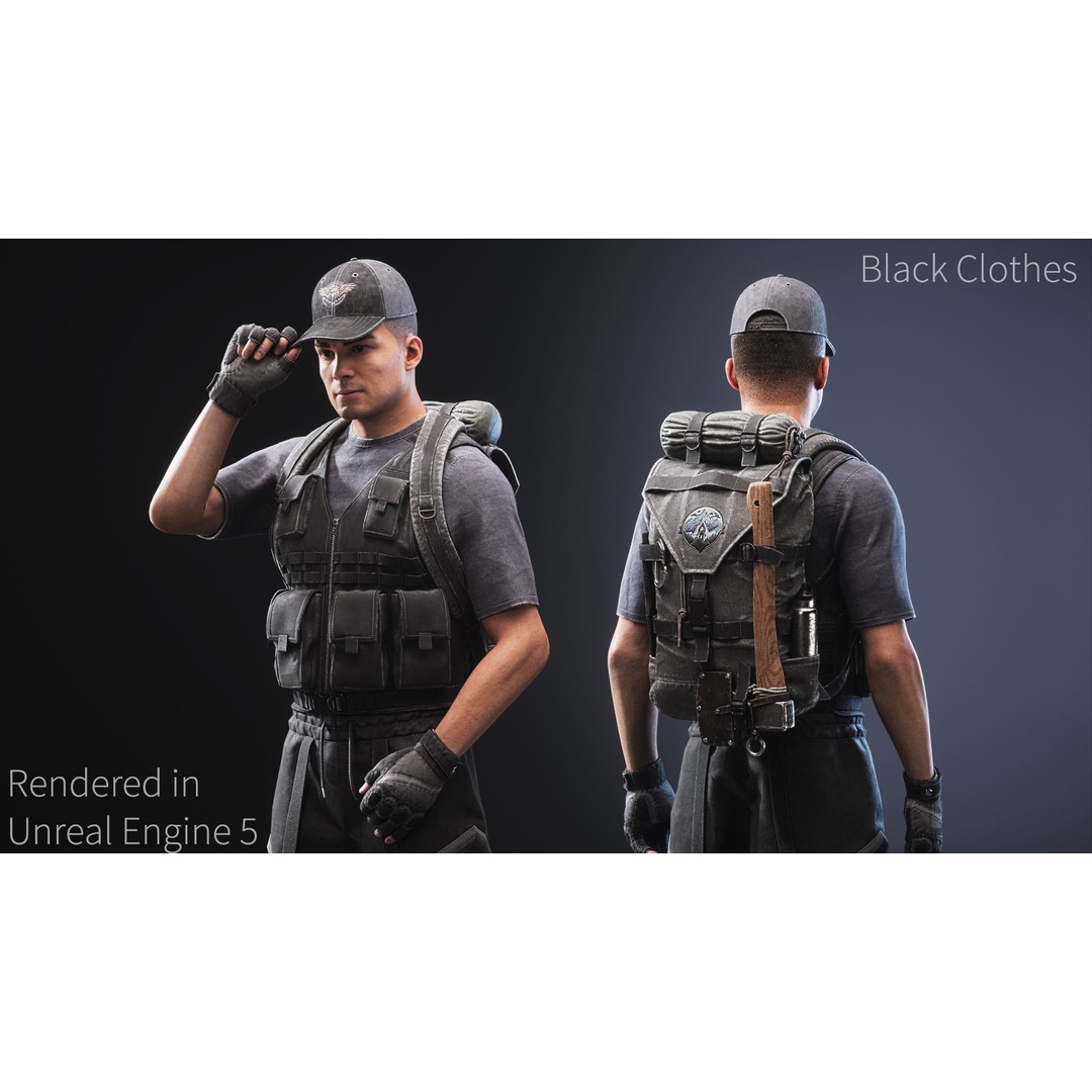 Survival Character 3D Model – Low Poly Rigged Game Asset, FBX - View 3
