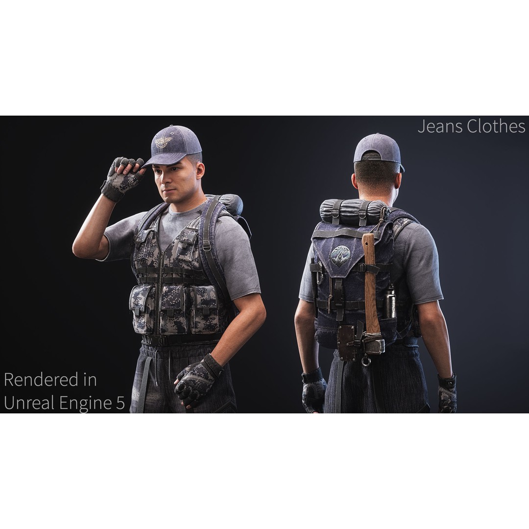 Survival Character 3D Model – Low Poly Rigged Game Asset, FBX - View 5