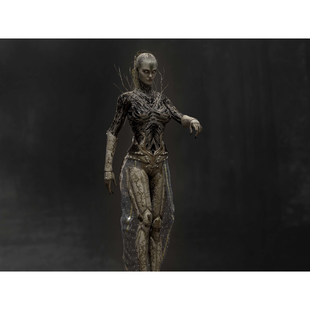 Anunnaki 3D Model – Low Poly Rigged Character with PBR Textures - View 11