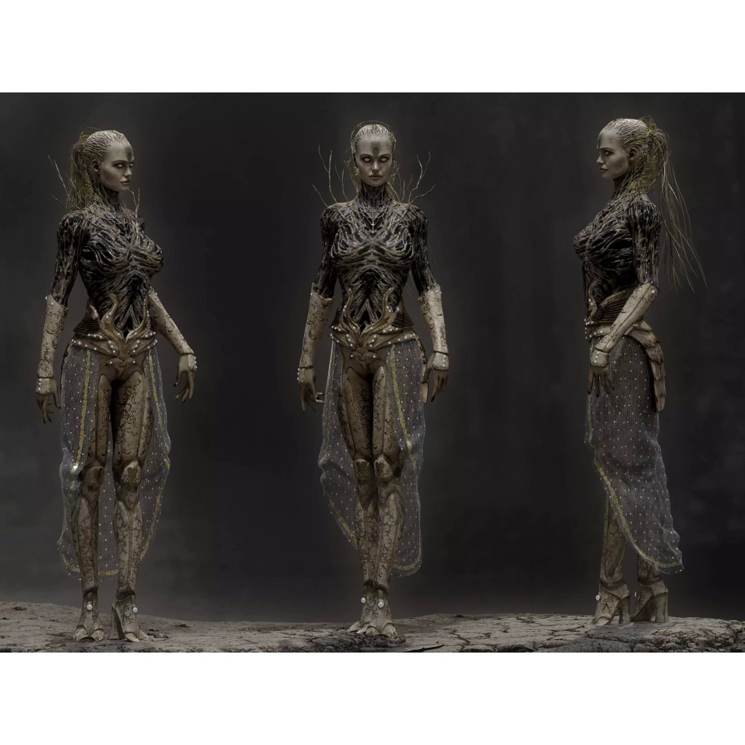 Anunnaki 3D Model – Low Poly Rigged Character with PBR Textures - View 2