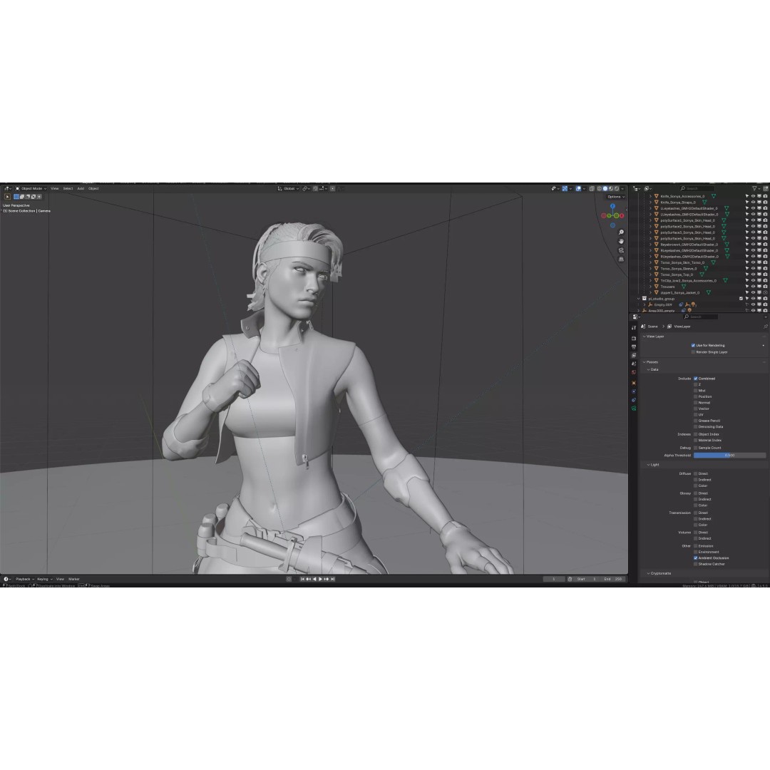 Sonya Blade 3D Model – Rigged Character for Games, FBX, OBJ