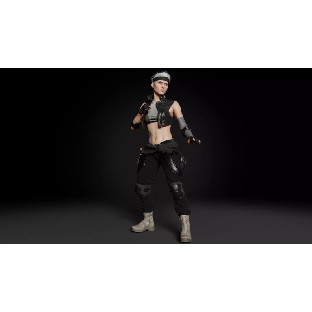 Sonya Blade 3D Model – Rigged Character for Games, FBX, OBJ - View 11