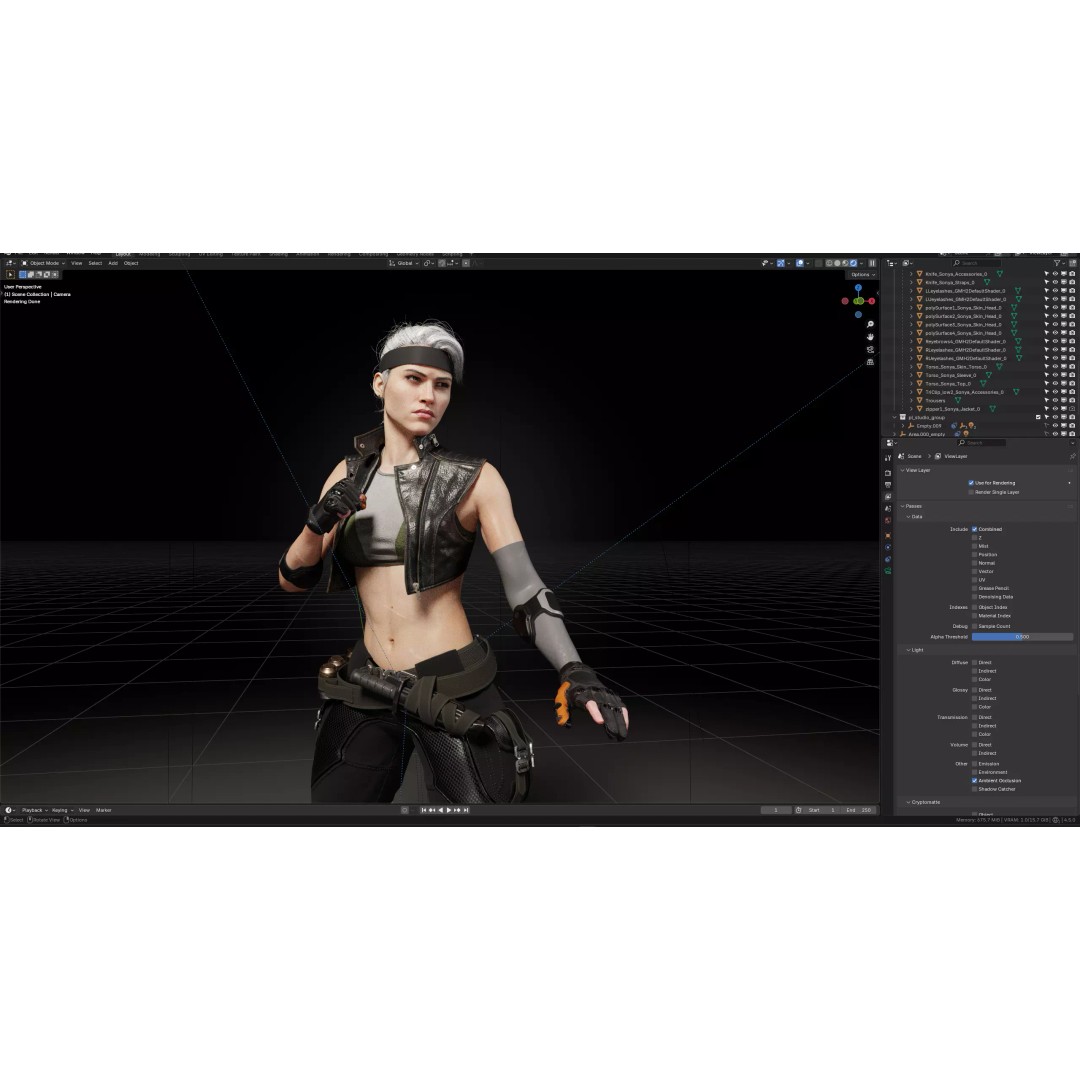 Sonya Blade 3D Model – Rigged Character for Games, FBX, OBJ - View 16