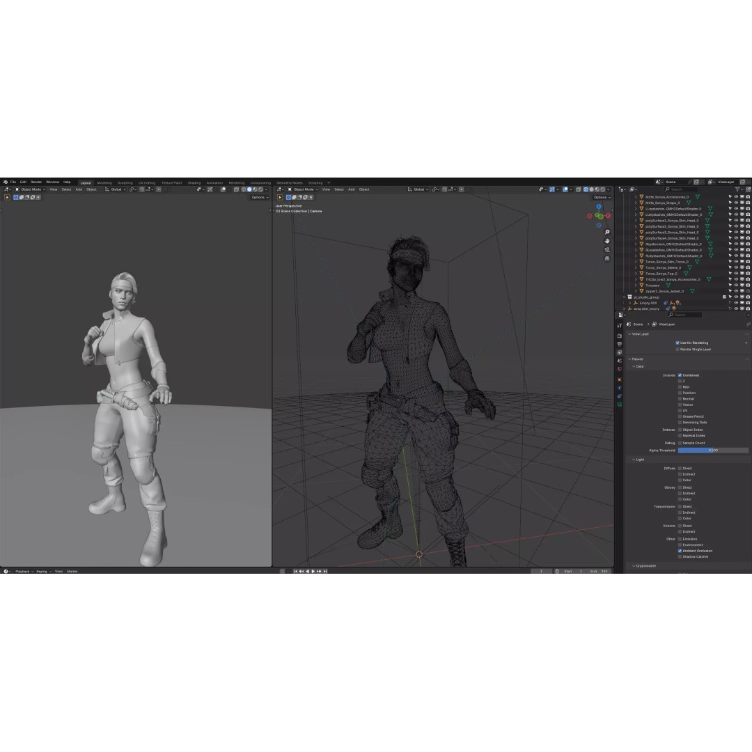 Sonya Blade 3D Model – Rigged Character for Games, FBX, OBJ - View 21
