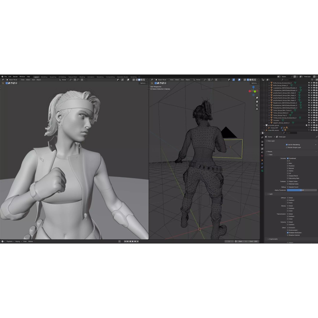 Sonya Blade 3D Model – Rigged Character for Games, FBX, OBJ - View 22