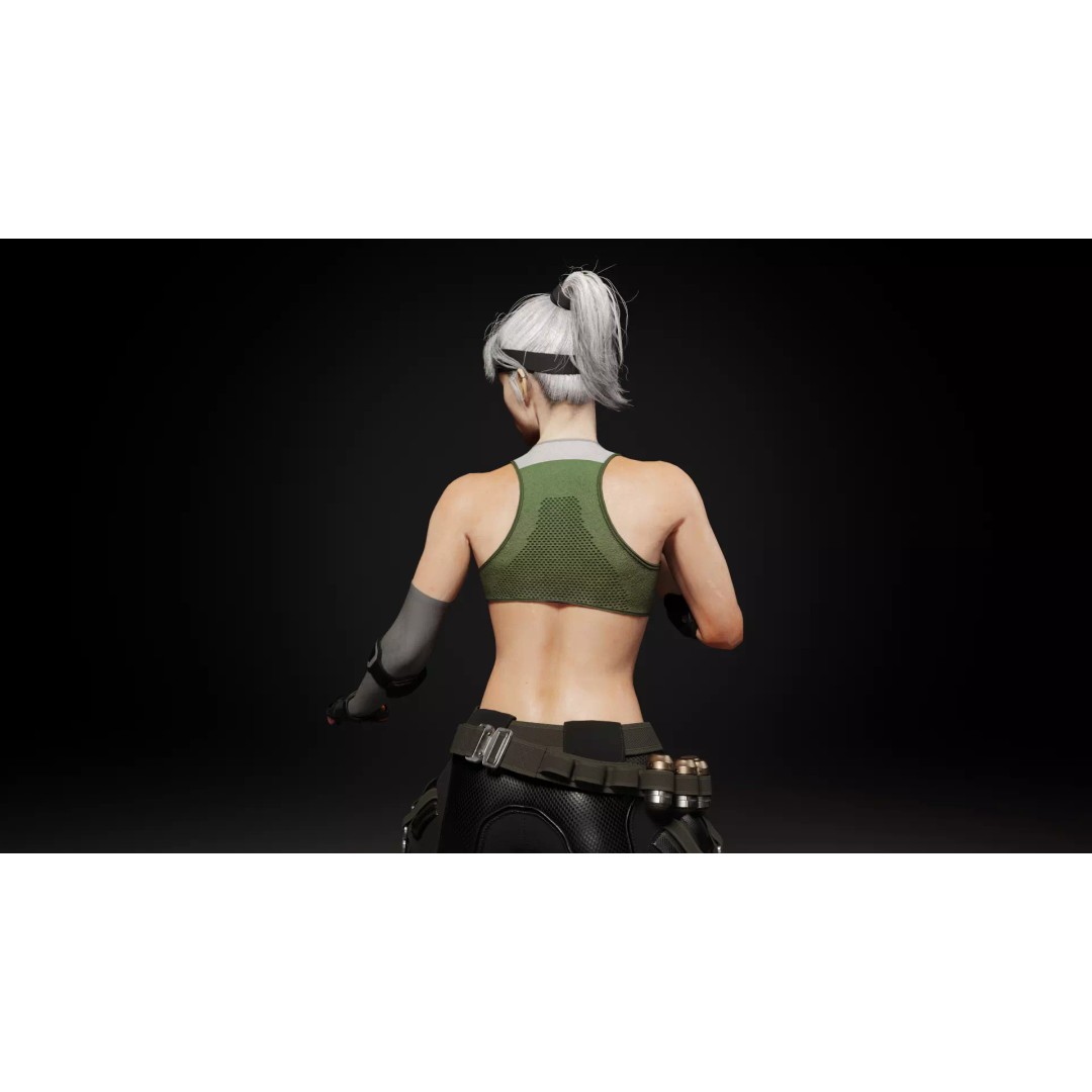 Sonya Blade 3D Model – Rigged Character for Games, FBX, OBJ - View 8