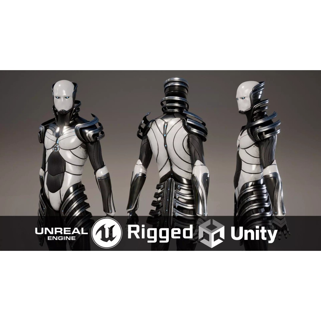 Low-Poly Robot 3D Model – Game-Ready Rigged Character, FBX - View 2